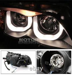02-05 BMW E46 3-SERIES 325I 330I 4DR BLACK PROJECTOR HEAD LIGHT With3D DRL LED KIT