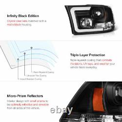 09-18 Dodge Ram Pickup LED Neon Tube C-Shape DRL Projector Headlight Lamp BLACK