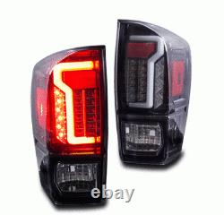 16-21 For Toyota Tacoma Red Clear DRL LED Tube Tail Lights Rear Brake Lamps