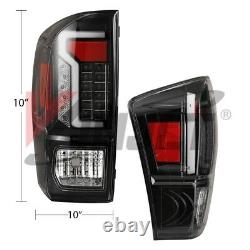 16-21 For Toyota Tacoma Red Clear DRL LED Tube Tail Lights Rear Brake Lamps