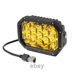 2Pcs 7X5 Highlight LED Driving Work Lights Amber DRL DT Plug Wiring Harness Kit