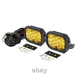 2Pcs 7X5 Highlight LED Driving Work Lights Amber DRL DT Plug Wiring Harness Kit