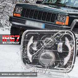 2X 5x7'' 7x6'' LED Headlight Hi-Lo Beam Halo DRL Fit For Jeep Cherokee XJ YJ