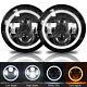 2x 7 Inch Led Headlight Halo Angel Eyes Drl Light E-mark For Land Rover Defender