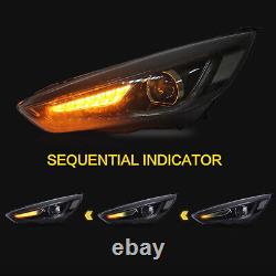2X VLAND LED Headlights DRL For 2015-2018 Ford Focus WithSequential Signal Lights