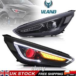 2X VLAND LED Headlights DRL For 2015-2018 Ford Focus WithSequential Signal Lights