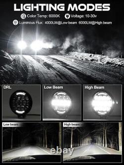2 Pcs 7'' 105W Round Spot LED Pods Light Bar High/Low Beam DRL with Adjustable