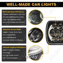 2 pcs 5x7'' 7x6'' LED Headlight Hi-Lo Beam Halo DRL fit For Jeep Cherokee XJ YJ