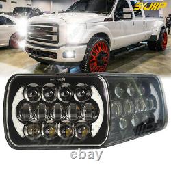 2 pcs LED Headlight 5x7 7X6 White Halo Flashes Amber Fit For Toyota Hilux