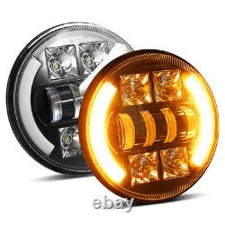 2pcs 7inch LED Headlights For Jeep Wrangler White DRL / Amber Turn Signal Light