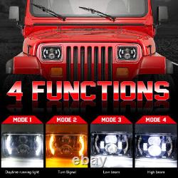 2pcs Fit For Jeep Cherokee 5x7'' 7x6'' LED Headlight Hi-Lo Beam Halo DRL Light