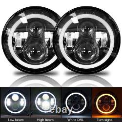 2x 7 Inch Round LED Headlights Halo Ring DRL Light Lamp For VW Beetle 1967-1979
