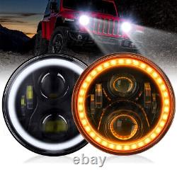2x 7 Inch Round LED Headlights Halo Ring DRL Light Lamp For VW Beetle 1967-1979