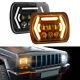 2x 7 Inch Led Square Headlights White Drl For Jeep Cherokee Xj Wrangler Yj