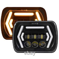 2x 7 inch LED Square Headlights White DRL for Jeep Cherokee XJ Wrangler YJ
