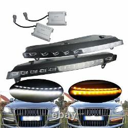 2x LED Daytime Running DRL Fog Turn Signal Light Lamps For Audi Q7 4L 2007-2009