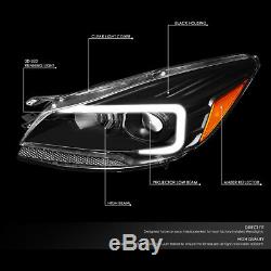 3d Led Drl Light Barfor 13-16 Ford Escape Black Amber Projector Headlight Lamp