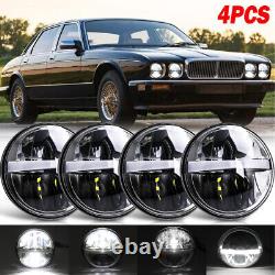 4PCS 5-3/4 5.75 Inch LED DRL Headlights Halo Angel Eye for Jaguar XJ6 1972-1989