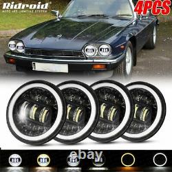 4PCS 5-3/4 5.75 Round LED Headlights Halo Ring DRL for Jaguar XJS XJ6 1976-1989