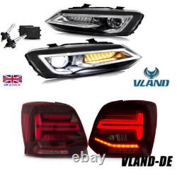 4PCS VLAND LED Headlights&Red Tail Lights For VW Polo MK5 6R 6C 2011-2017 2015