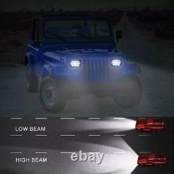 4X 5x7 7x6INCH LED Headlight DRL Halo Hi-Lo Beam Fit For Jeep Cherokee XJ YJ
