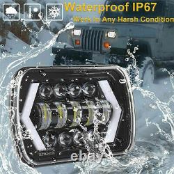 4x 5x7'' 7x6'' LED Headlights Hi-Lo Beam Halo DRL For Jeep Wrangler YJ