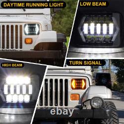 4x 5x7'' 7x6'' LED Headlights Hi-Lo Beam Halo DRL For Jeep Wrangler YJ