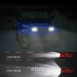 4x 5x7'' 7x6'' LED Headlights Hi-Lo Beam Halo DRL Lamp For Jeep Wrangler XJ YJ