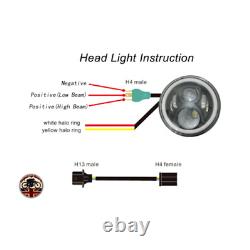 5.75 Concours LED Headlight PAIR DRL Halo + Indicator 66W DOT E Mark