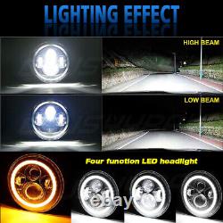7 Inch LED Headlight Halo Angel Eye DRL Light For Land Rover Defender 90 110 130