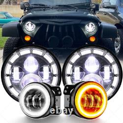 7 Inch LED Headlights DRL + 4 Fog Lights Set For Jeep Wrangler 1997-2017 JK LJ