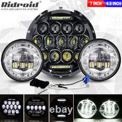 7 LED Headlight DRL & Pair 4.5 Fog Lights For Harley-Davidson Heritage Classic