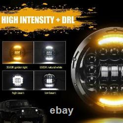 7 LED Headlight Halo Angel Eye DRL Light For Land Rover Defender 90 110 130