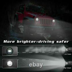 7 LED Headlight Halo Angel Eye DRL Light For Land Rover Defender 90 110 130
