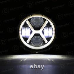 7 LED Headlights Halo DRL + 4 Fog Lights Combo for Jeep Wrangler JK JKU 07-17