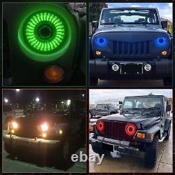 7 RGB LED Headlight Hi/Lo Beam DRL Light for Land Rover Defender 90/100/110