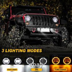7'' inch LED Headlights + 4 Fog Lights Halo DRL For Jeep Wrangler JK 2007-2017