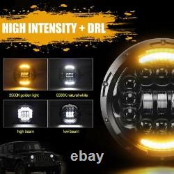 7inch LED Headlight Halo Angel Eye DRL Light For Land Rover Defender 90 110 130