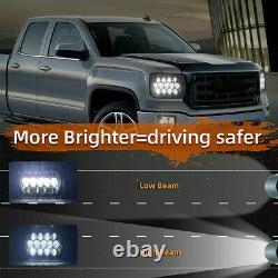 7x6 5x7 Inch LED Headlight Rectangular Hi-Lo DRL Lamp For Car Truck SUV Black