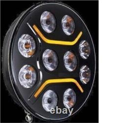 9 Round Full Led Headlight Driving Drl Light Lamp X2 For Mercedes Atego Actros