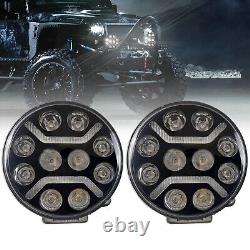 9 Round Full Led Headlight Driving Drl Light Lamp X2 For Mercedes Atego Actros