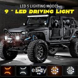 9 Round Full Led Headlight Driving Drl Light Lamp X4 SUV Truck Pickup 12V 24V