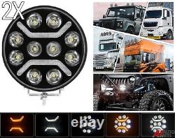 9 Round Full Led Headlight Driving Drl Light X2 For Scania 4 Serie High Low Cab