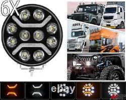 9 Round Full Led Spot Fog Driving Drl Light Lamp X6 For New Gen Scania Truck