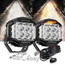 AUXBEAM 2Pcs 5 LED Work Driving Light DRL Spotlights Pod Lamps Offroad ATV SUV