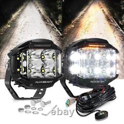 AUXBEAM 2X 4 LED Driving Lights Double Side Pod Light DRL Off-road Truck Pickup