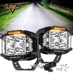 AUXBEAM 2X 92W DRL 4 LED Driving Lights Double-Side Shooter Lights For Jeep ATV