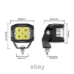 AUXBEAM 2X 92W DRL 4 LED Driving Lights Double-Side Shooter Lights For Jeep ATV
