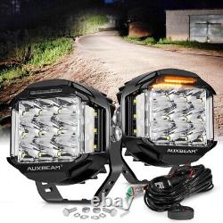AUXBEAM 2x 168W 5 LED Driving Light DRL Spot Flood Combo Offroad Pod Work Lamps