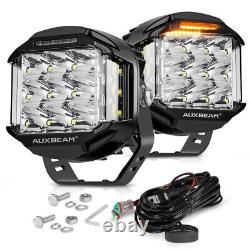 AUXBEAM 2x 168W 5 LED Driving Light DRL Spot Flood Combo Offroad Pod Work Lamps